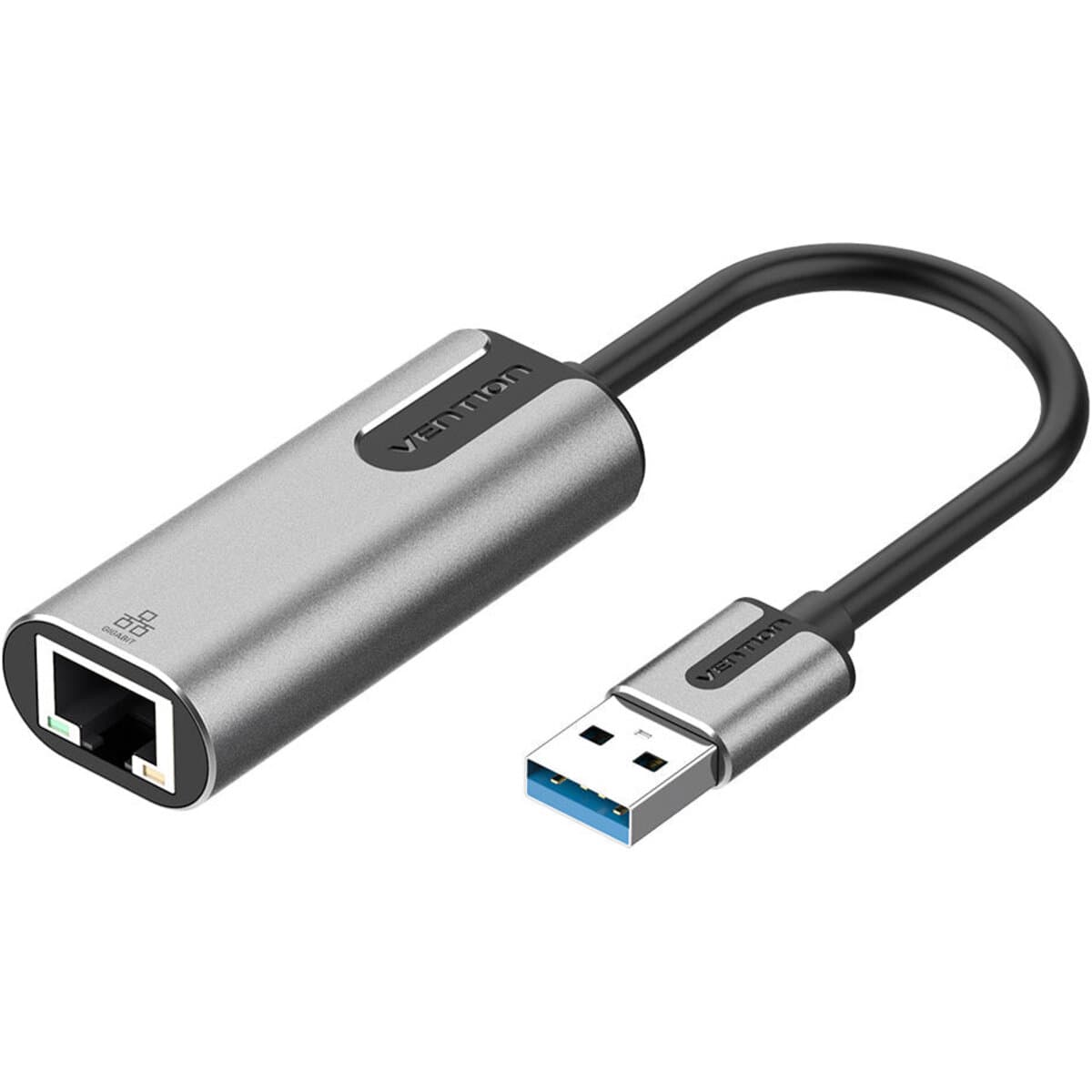 Перехідник адаптер Vention USB 3.0 to RJ-45 Gigabit Ethernet Adapter 0.15m Aluminum Alloy Type Grey (CEWHB)