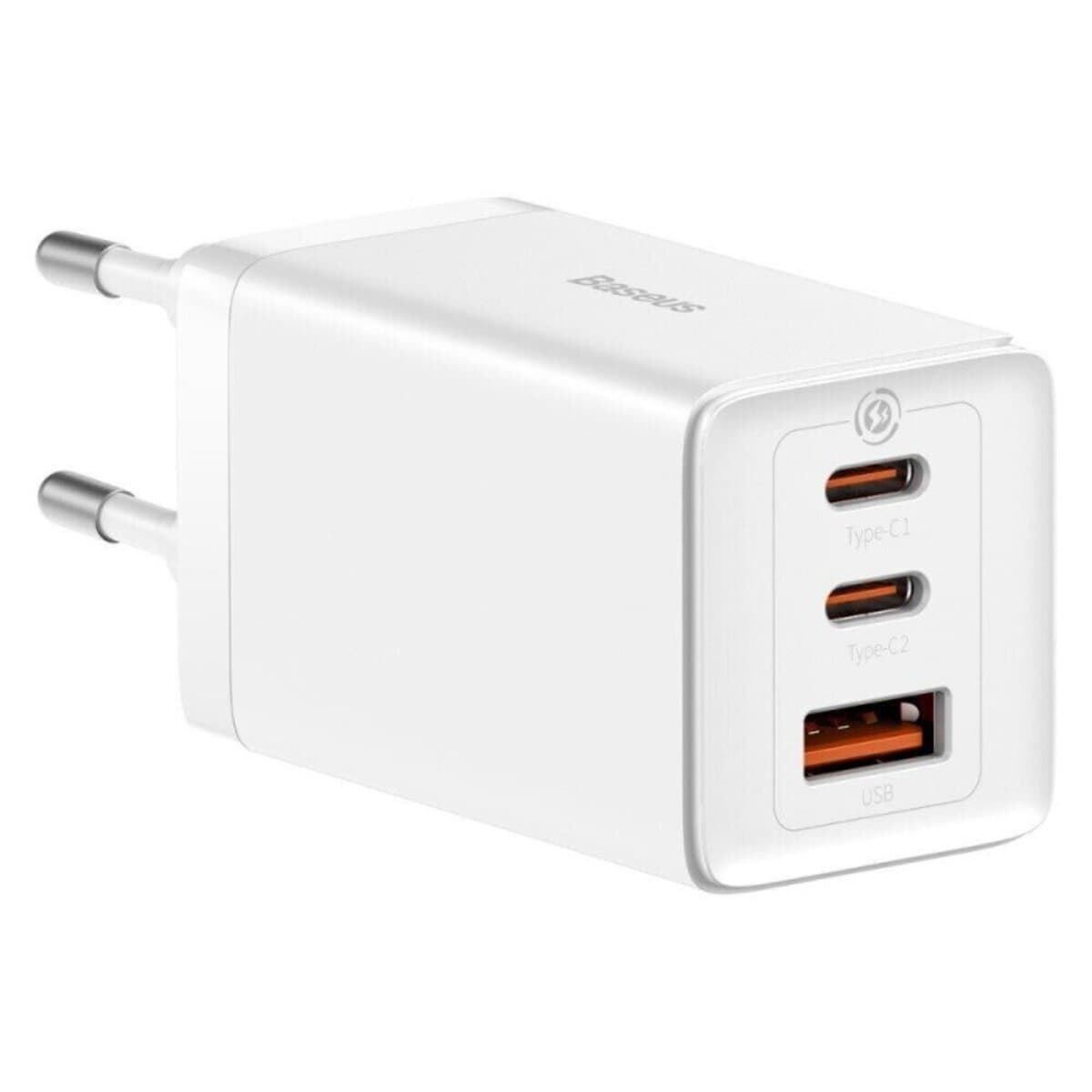 Зарядное устройство Baseus GaN5 Pro Fast Charger 2xType-C+USB 65W EU Cable Type-C toType-C 100W (20V/5A) 1m White (CCGP120202)
