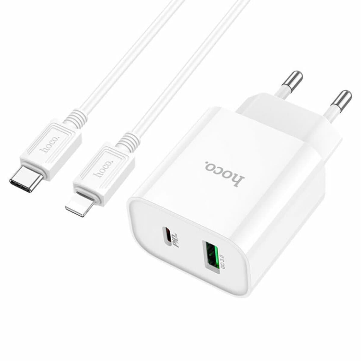Зарядний пристрій HOCO C80A Plus Rapido PD20W+QC3.0 Charger Set Type-C to Lightning cable White