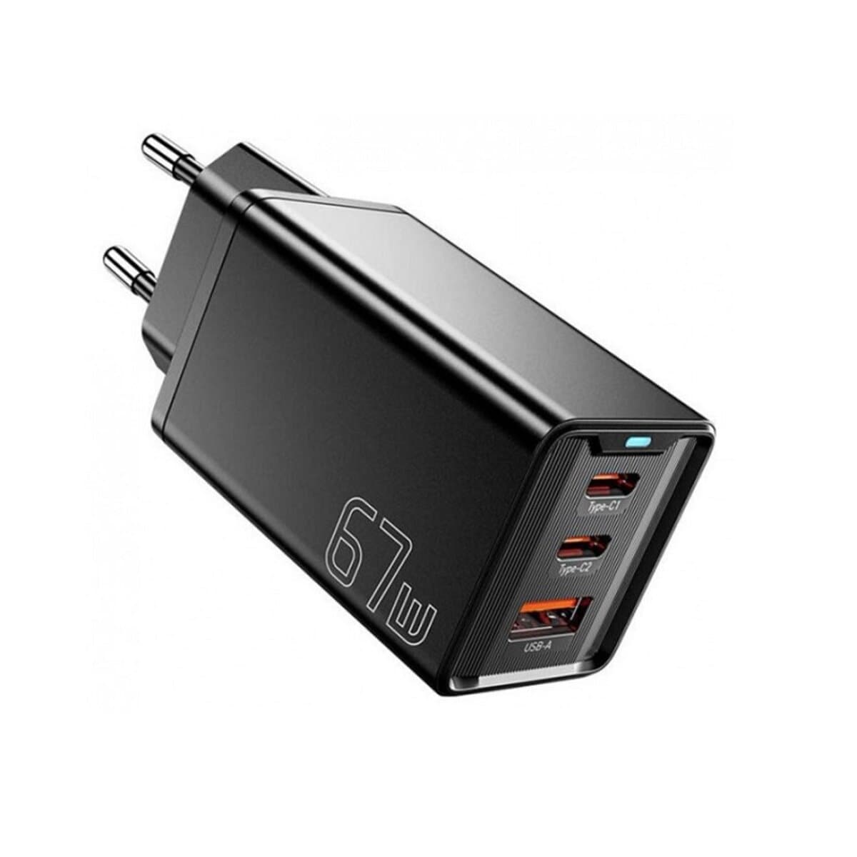 Зарядний пристрій ESSAGER Kolsang 67W GaN Travel Charger 2xType-C 1xUSB Black (ECTAC-KSB01-Z)
