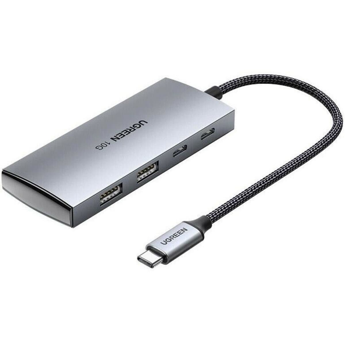 USB-хаб UGREEN CM480 USB-C to 2×USB3.2+2×USB-C Adapter 10G Grey (UGR-30758)