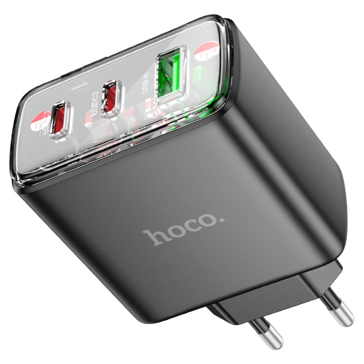Зарядний пристрій HOCO CS44A Smart PD65W 2xType-C 1xUSB charger EU Black