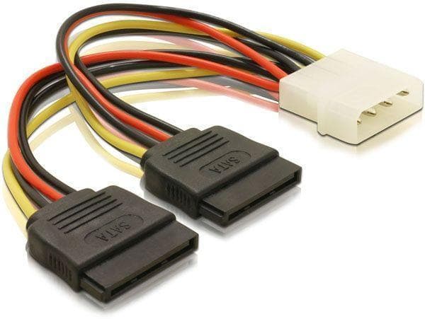 Кабель перехідник для живлення жорстких дисків IDE Molex to 2x Sata 15pin 17см (287636)