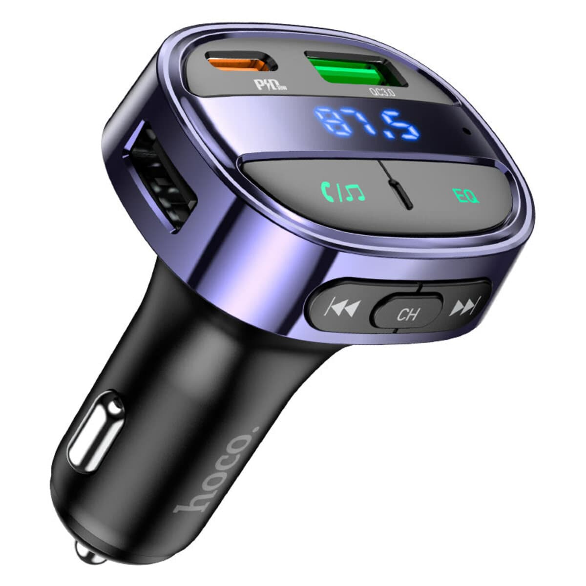 Автомобильный FM-трансмиттер ресивер HOCO E70 PD30W+QC3.0 car BT5.0 FM transmitter Magic Night
