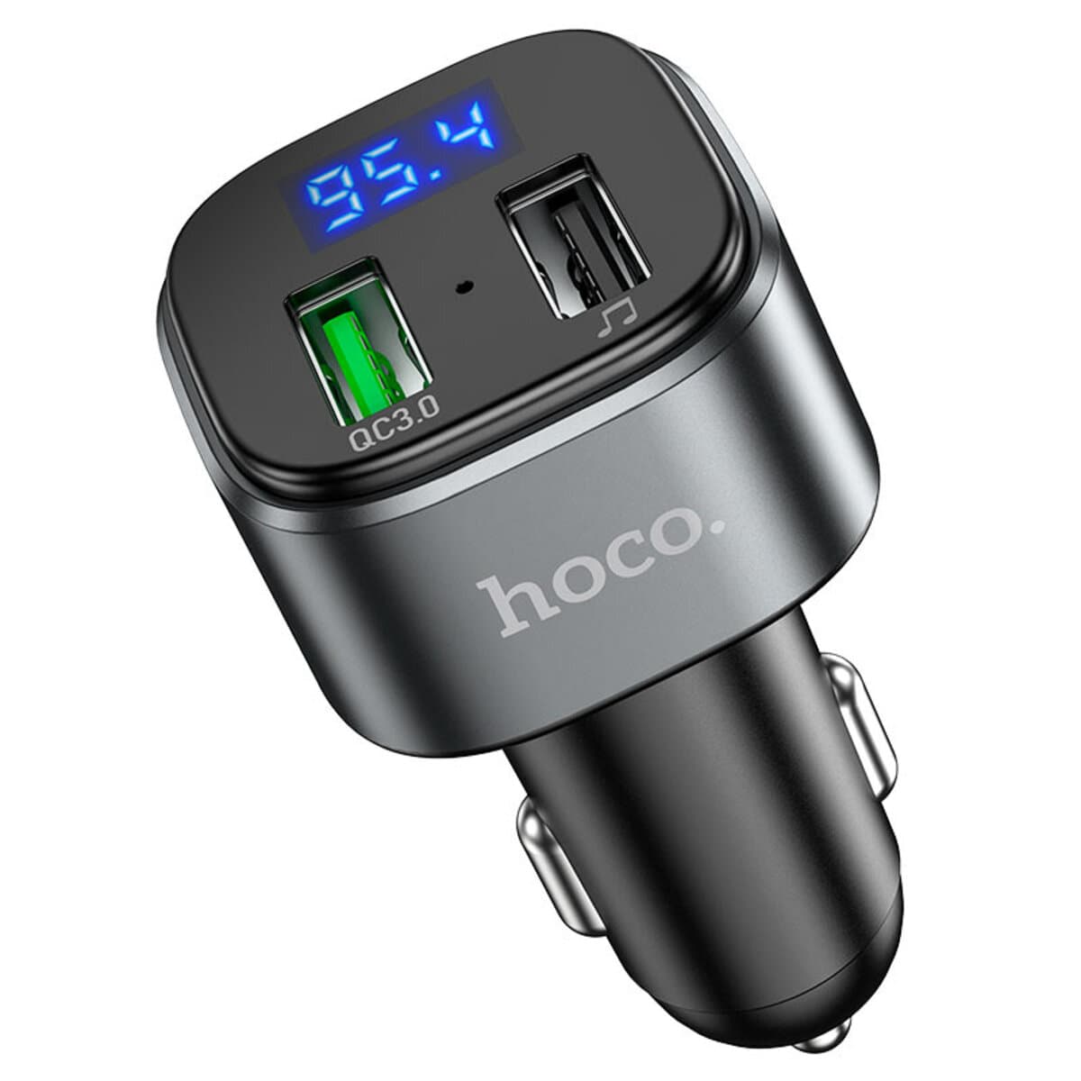 Автомобильный FM-трансмиттер ресивер HOCO E67 Fighter QC3.0 18W car BT5.0 FM transmitter 3А Black