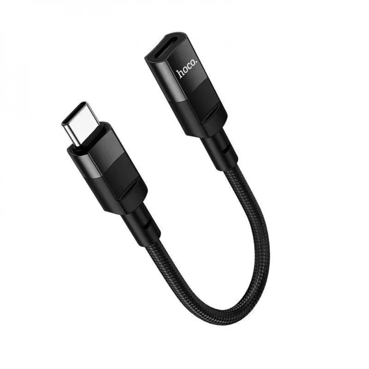 Кабель переходник HOCO U107 Type-C male to Lightning female adapter cable 10см Black