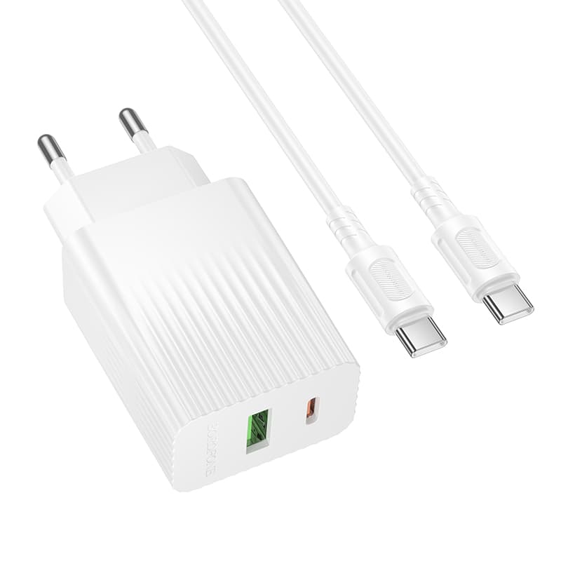 Зарядний пристрій з кабелем BOROFONE BAS76A Source PD30W+QC3.0 charger set Type-C to Type-C White
