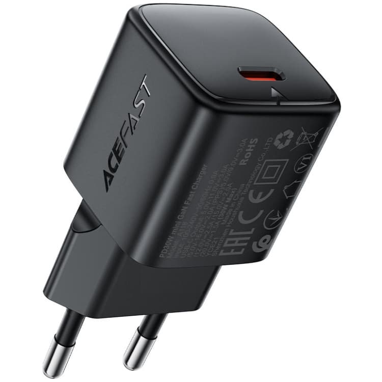 Зарядний пристрій з кабелем Acefast A118 1xType-C 30W Gan Fast Charger + USB-C cable black