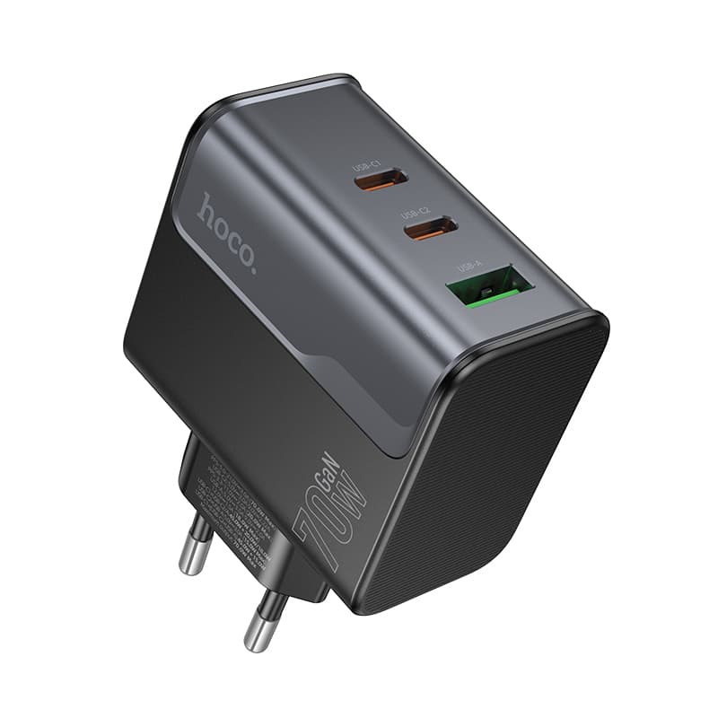 Зарядное устройство HOCO CS75A Star Speed PD70W 2xType-C 1xUSB charger Black