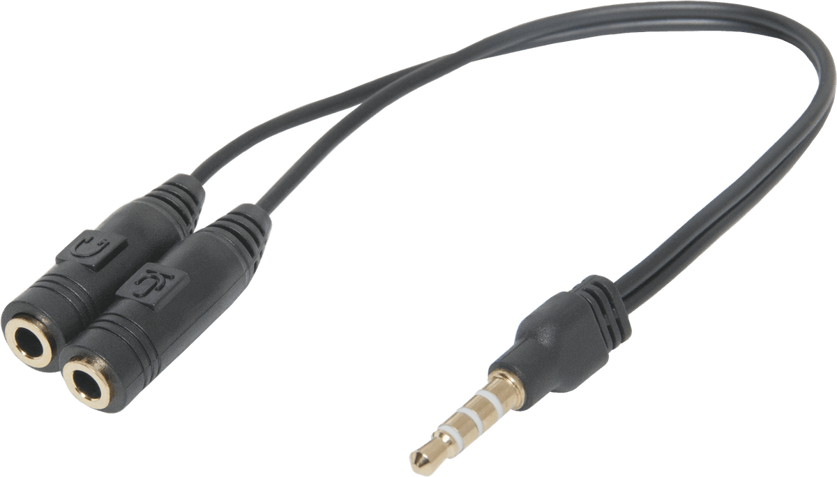 Перехідник аудіо Defender Headset Jack 3.5мм M 4pin - 2х Jack 3.5мм F Audio MIC Black (63012)
