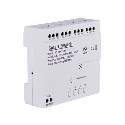 Релейний модуль для розумного будинку Zigbee RF 4 каналу вимикач 220В 10/16А White (1046528)