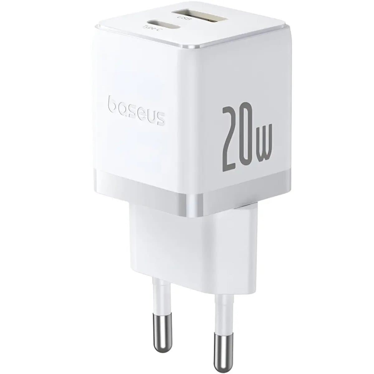Зарядное устройство Baseus Palm Fast Charger 1xType-C 1xUSB 20W EU White (P10111608213-00)