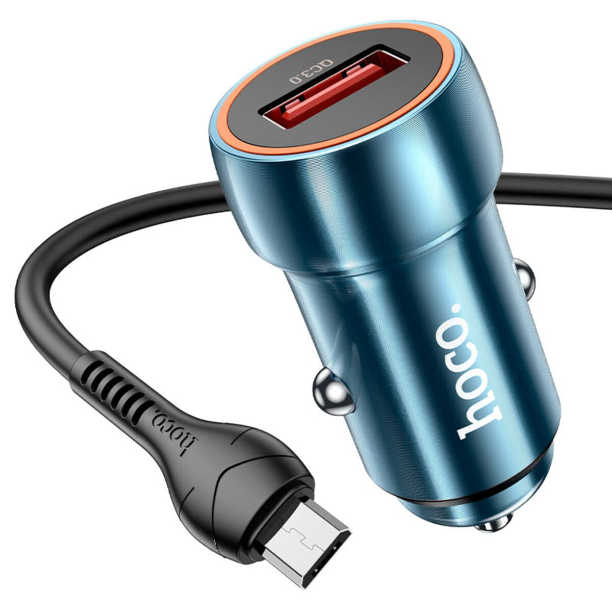 Автомобильное зарядное устройство HOCO Z46 Blue shield single port QC3.0 18W USB to Micro-USB Sapphire Blue