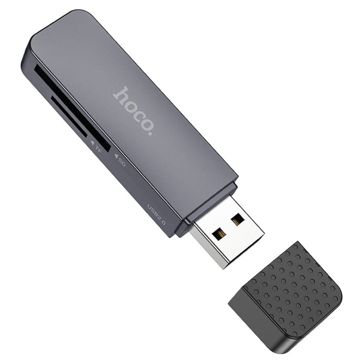 Картридер HOCO HB45 Spirit 2-в-1 USB 2.0 Micro SD SD картрідер Metal Grey