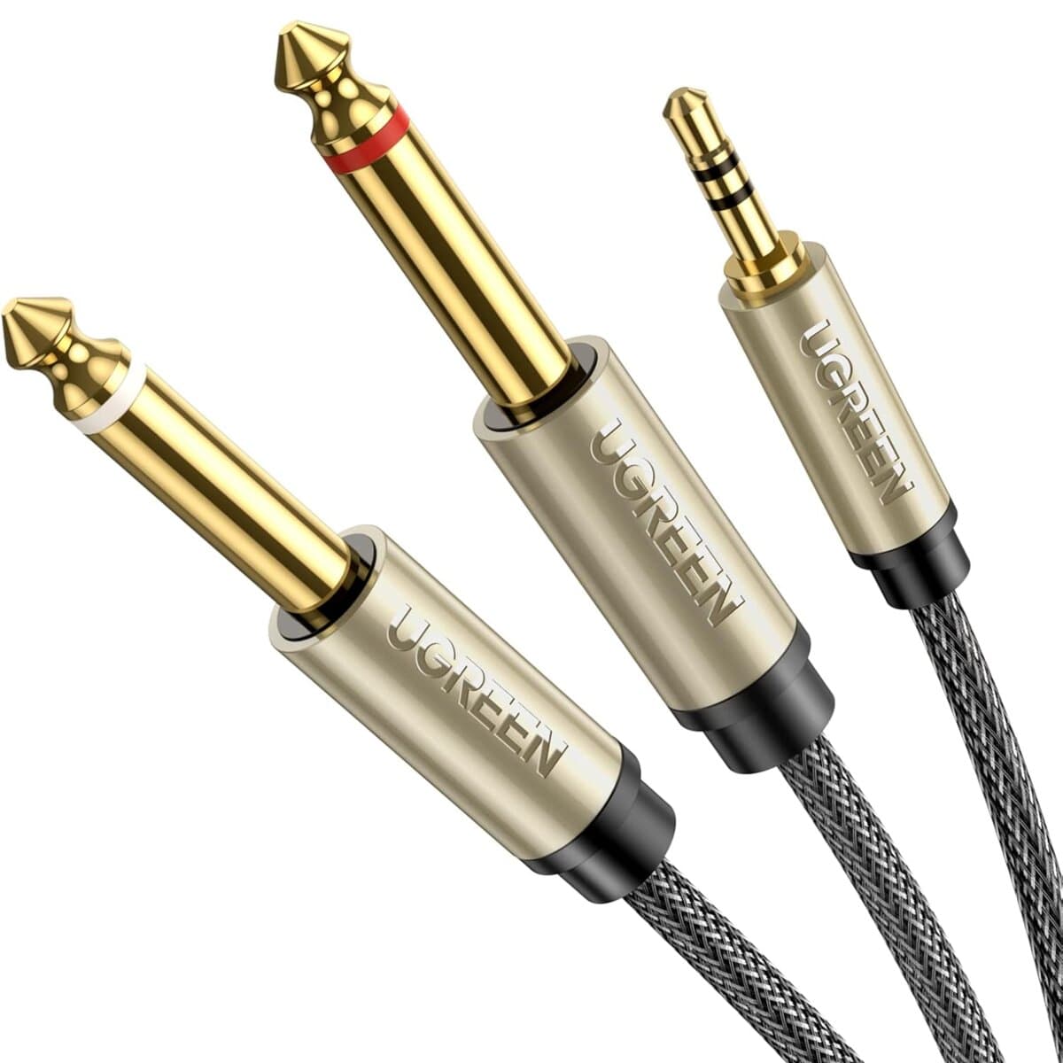 Аудио кабель UGREEN AUX 3.5mm TRS to Dual 6.35mm TS Audio Cable 1m Grey (UGR-10613)