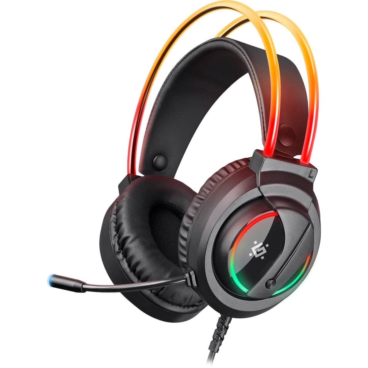 Провідні ігрові навушники з мікрофоном Defender Flame RGB USB 2 x 3.5mm jack Black (64555)