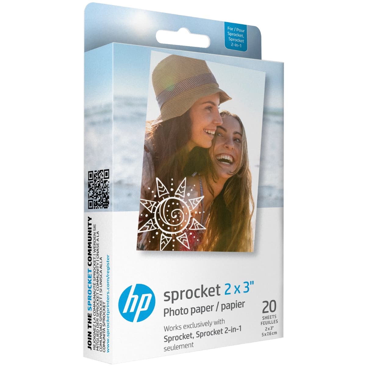 Фотопапір HP Sprocket Zink 2x3'' глянцевий самоклейний 20 шт (HPIZ2X320)