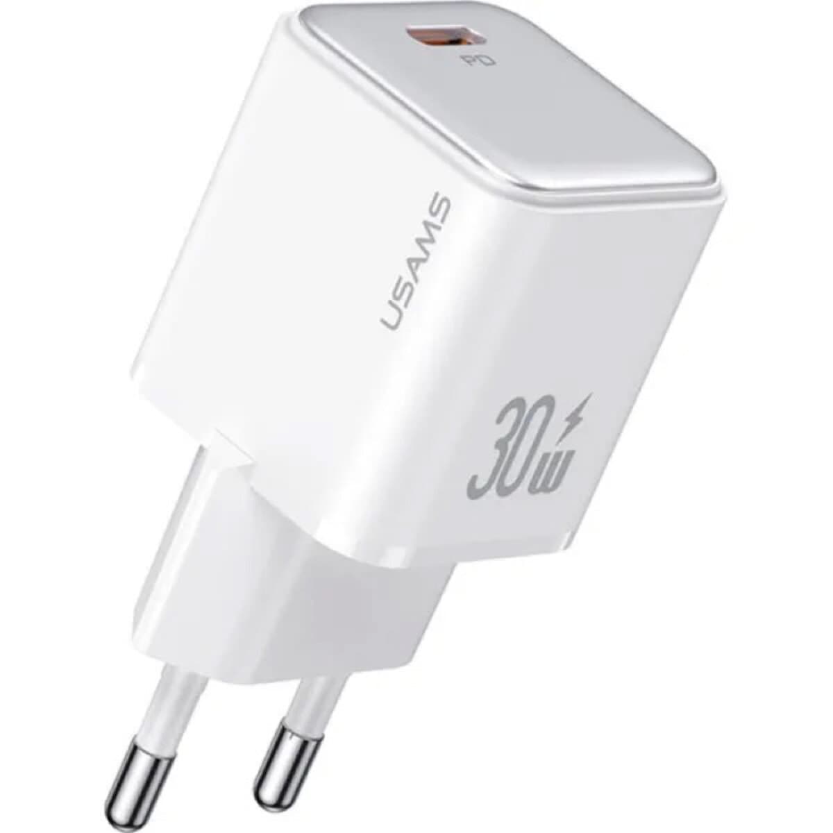 Зарядний пристрій Usams US-CC186 PD 30W Single Port Fast Charger EU X-ron Series White (CC186TC02)