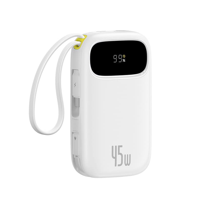 Powerbank павербанк УМБ Baseus EnerFill FC31 Qpow 3 Digital Display with USB-C+iP Cables 20000mAh 45W White (E0028D01)