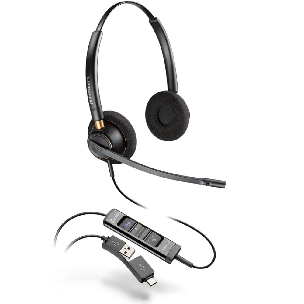 Провідні навушники з мікрофоном гарнітура Poly EncorePro 525-M USB-A/C Stereo Black