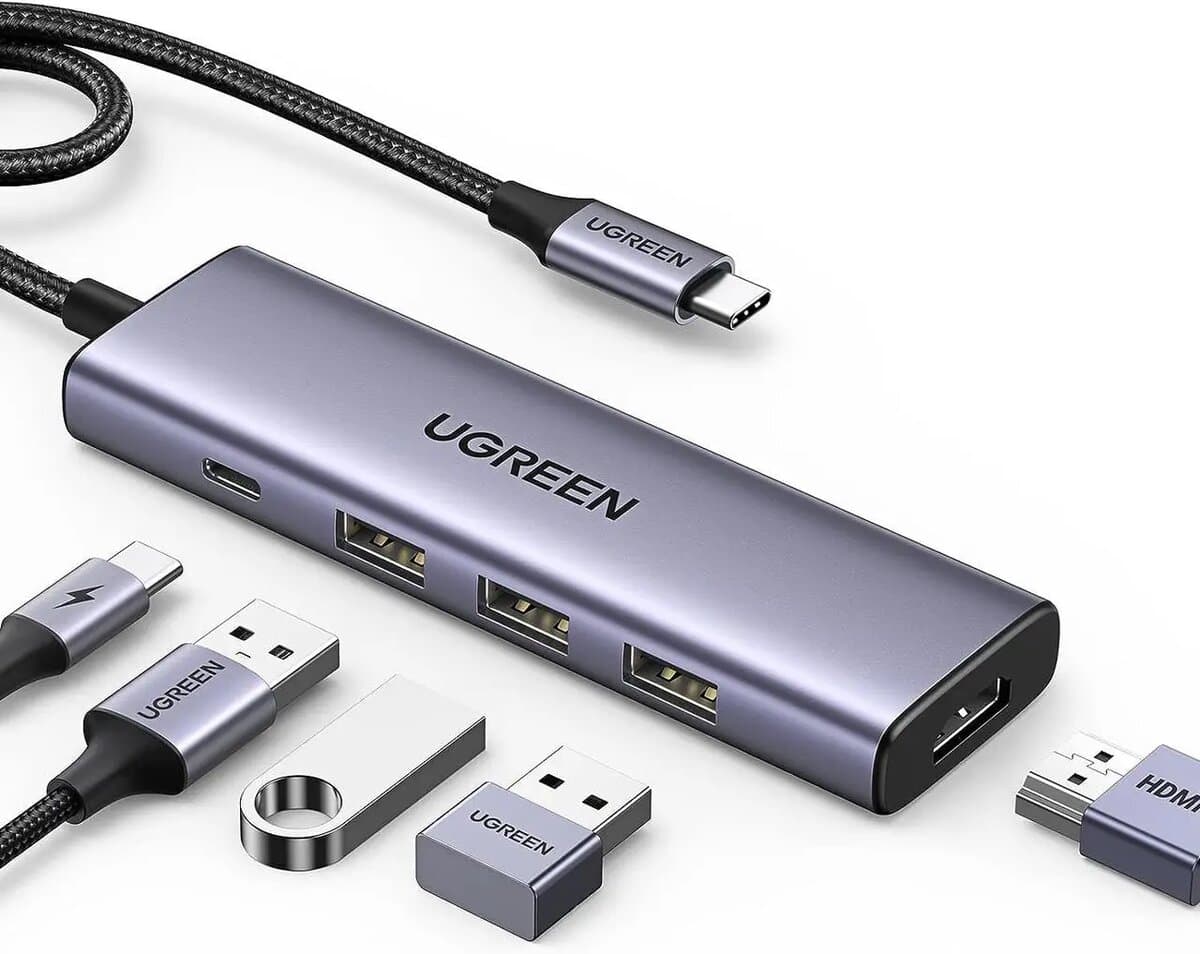 USB-Хаб UGREEN Type-C to 3xUSB3.0+HDMI+Type-C Multifunctional Adapter Grey (UGR-15597)