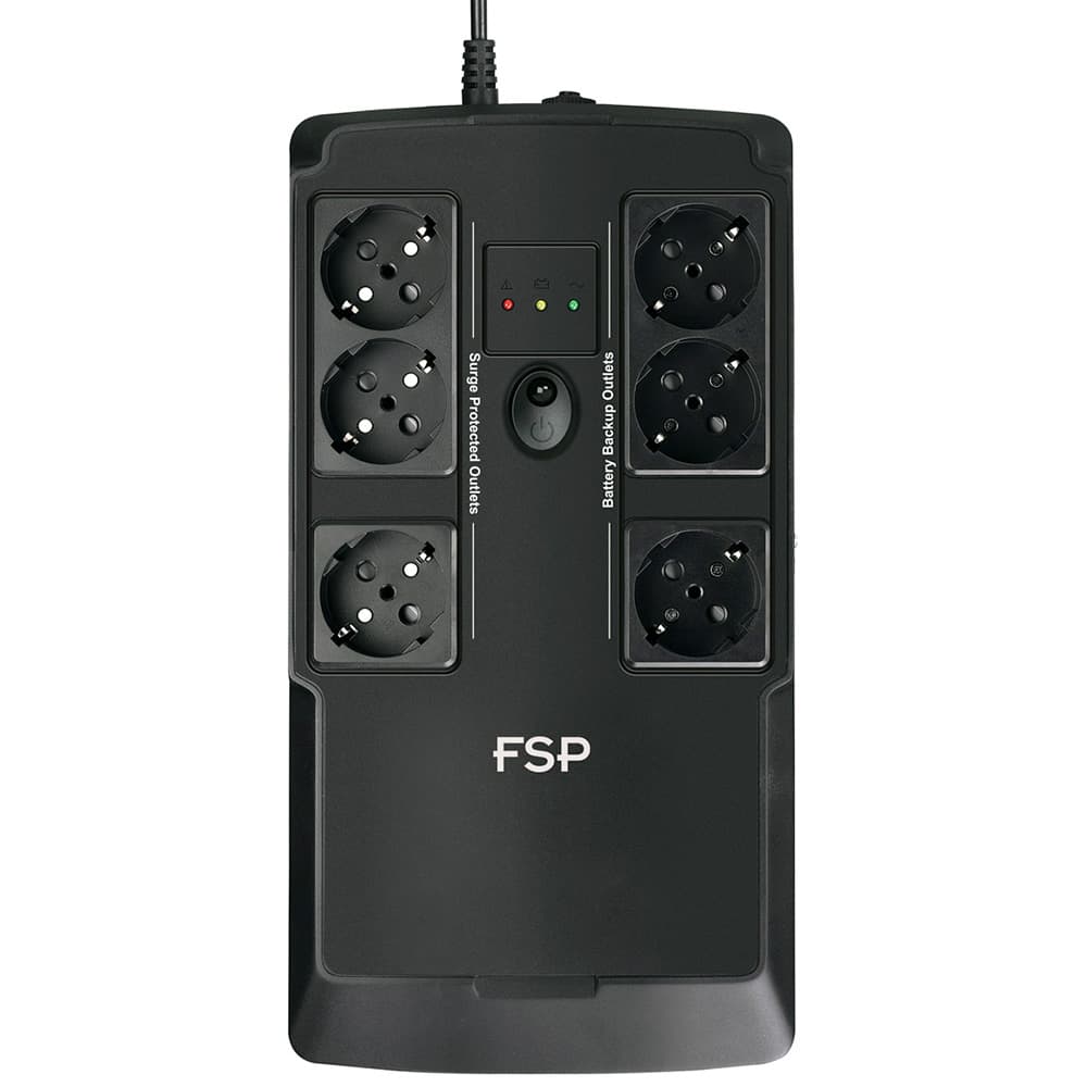 Джерело безперебійного живлення ДБЖ FSP NanoFit 600 600ВА/360Вт USB LED 6*SCHUKO AVR Black (PPF3602301)