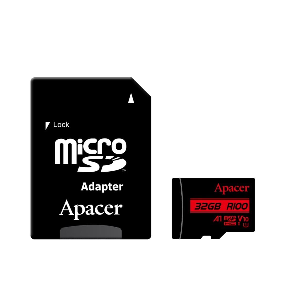 Карта пам'яти Apacer 32Gb microSDHC UHS-1 class 10 V10 A1 R100MB/s adapter SD (AP32GMCSH10UB-R)