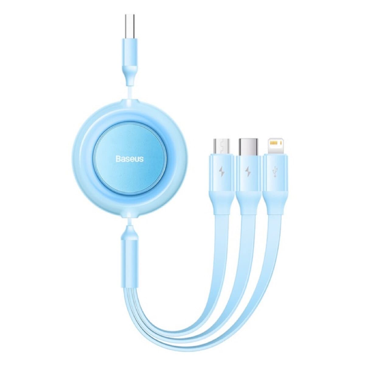 Кабель Baseus Bright Mirror 2 Series Retractable 3-in-1 Fast Charging Data Cable USB to Micro-USB+Lightning+Type-C 3.5A 1.1m Sky Blue (CAMJ010017)