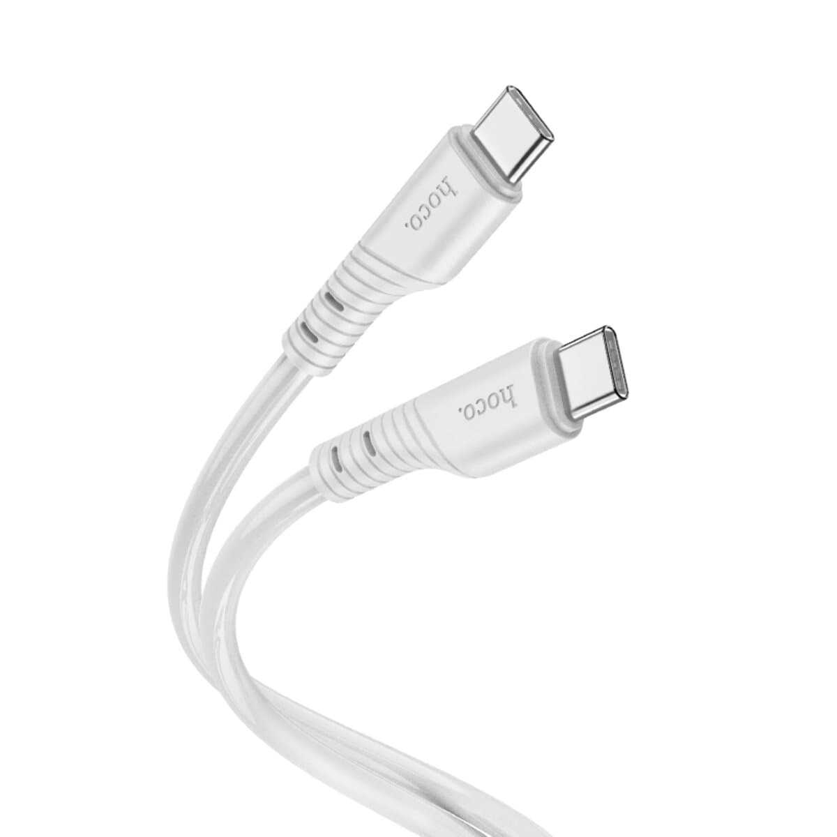 Кабель HOCO X97 Crystal color Type-C to Type-C 60W silicone charging data cable 1m Light Grey