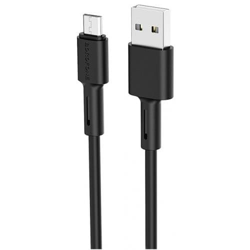 Кабель BOROFONE BX31 USB to MicroUSB 2.4A 1m silicone TPE connectors Black