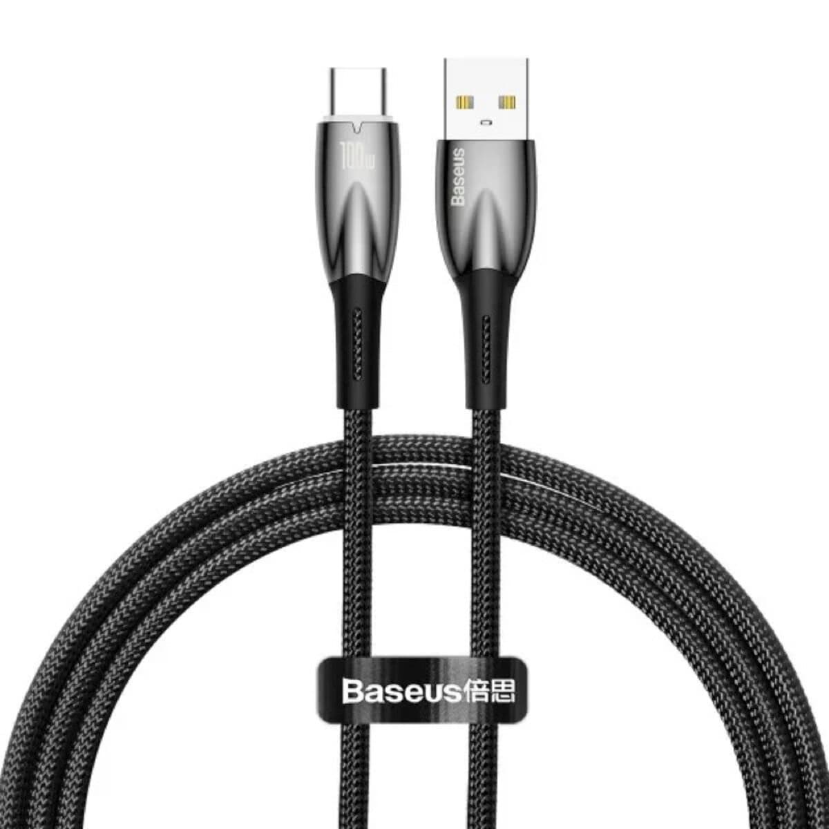 Кабель Baseus Glimmer Series Fast Charging Data Cable USB to Type-C 100W 2m Black (CADH000501)