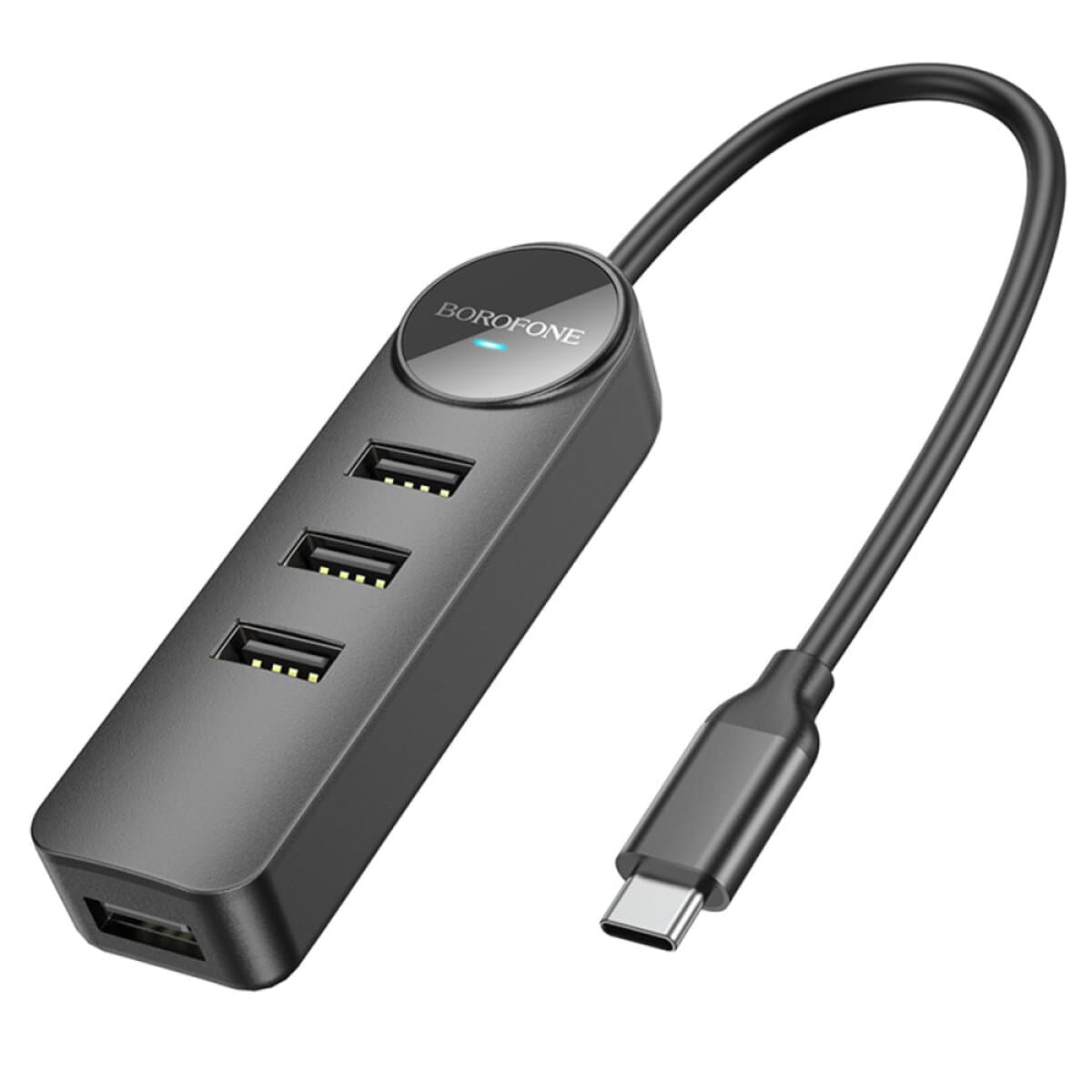 USB-хаб Borofone DH5 Erudite 4-in-1 адаптер Type-C to USB2.0*4 20см Black