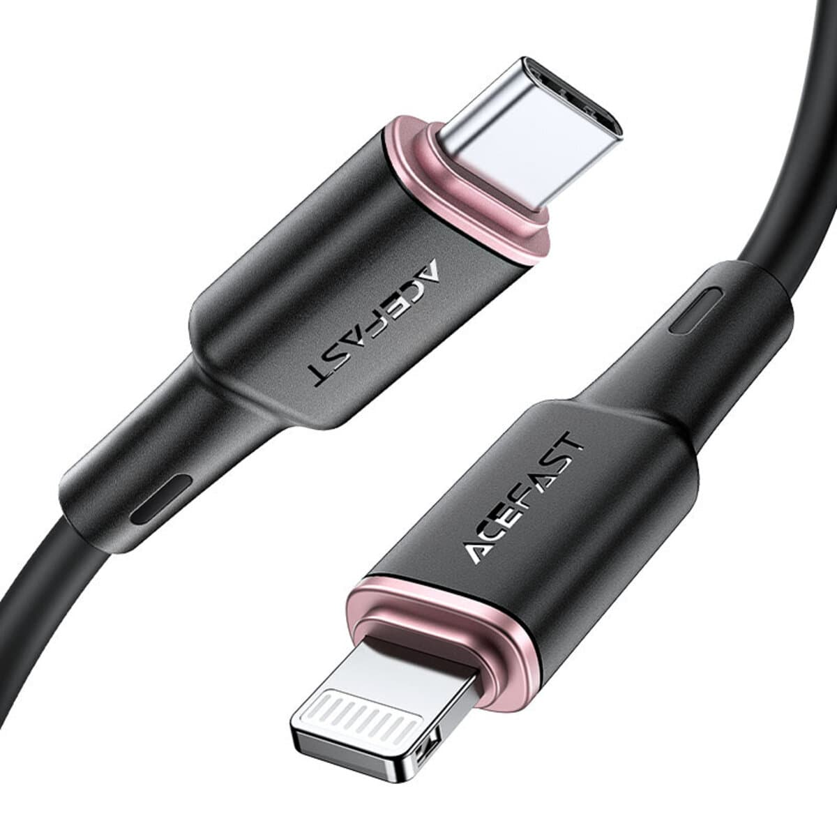 Кабель ACEFAST C2-01 Type-C to Lightning 3A 20W 1.2m silicone zinc connectors Black (AFC2-01B)