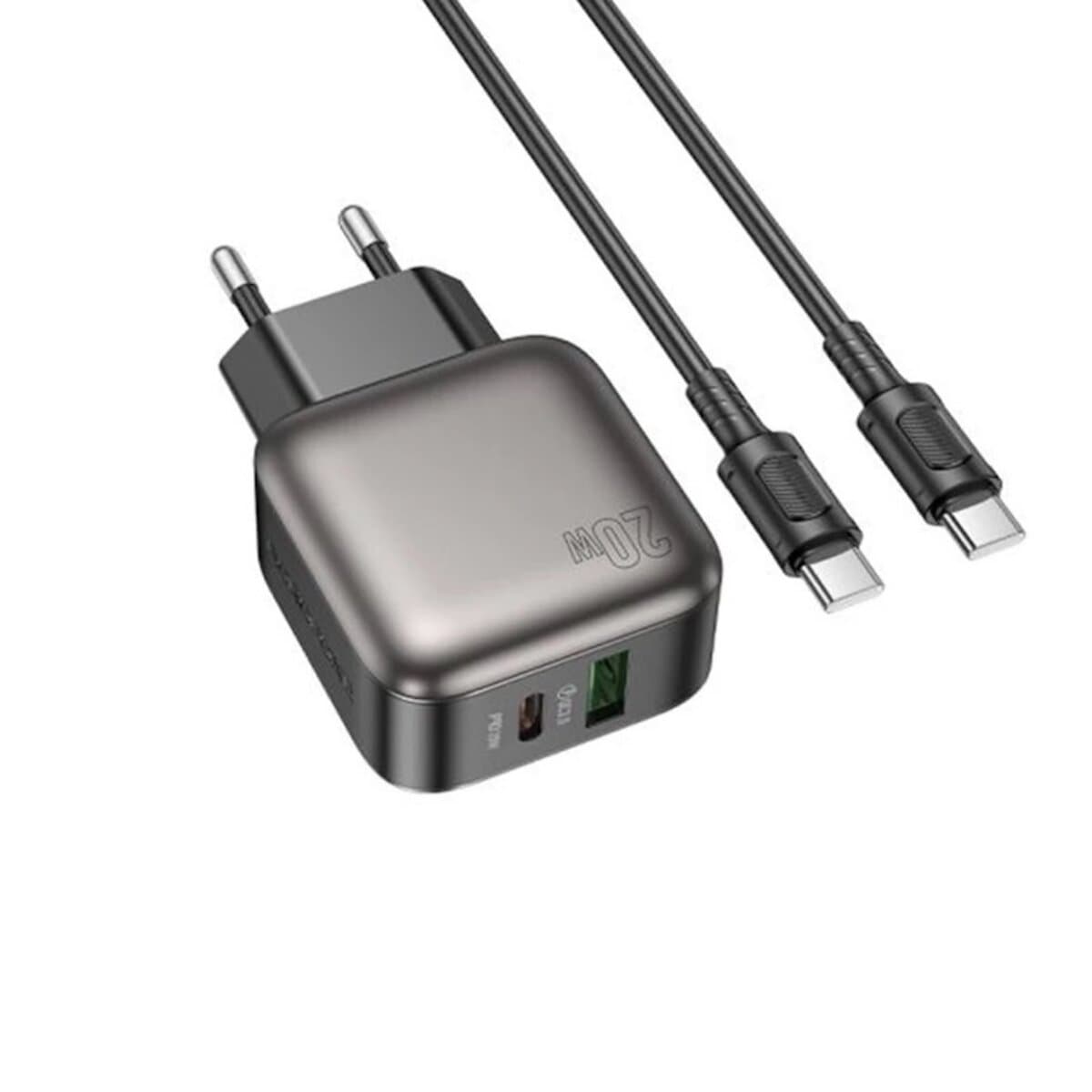 Зарядное устройство BOROFONE BAS54A Absolute PD20W+QC3.0 charger set Type-C to Type-C EU Black