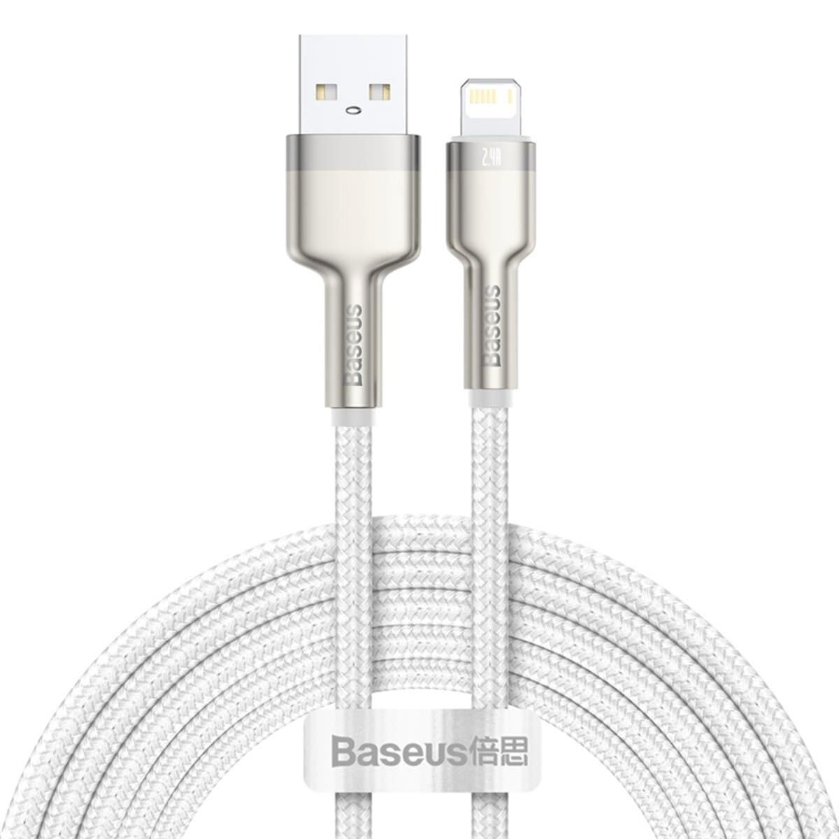 Кабель Baseus Cafule Series Metal Data Cable USB to Lightning 2.4A 2m White (CALJK-B02)