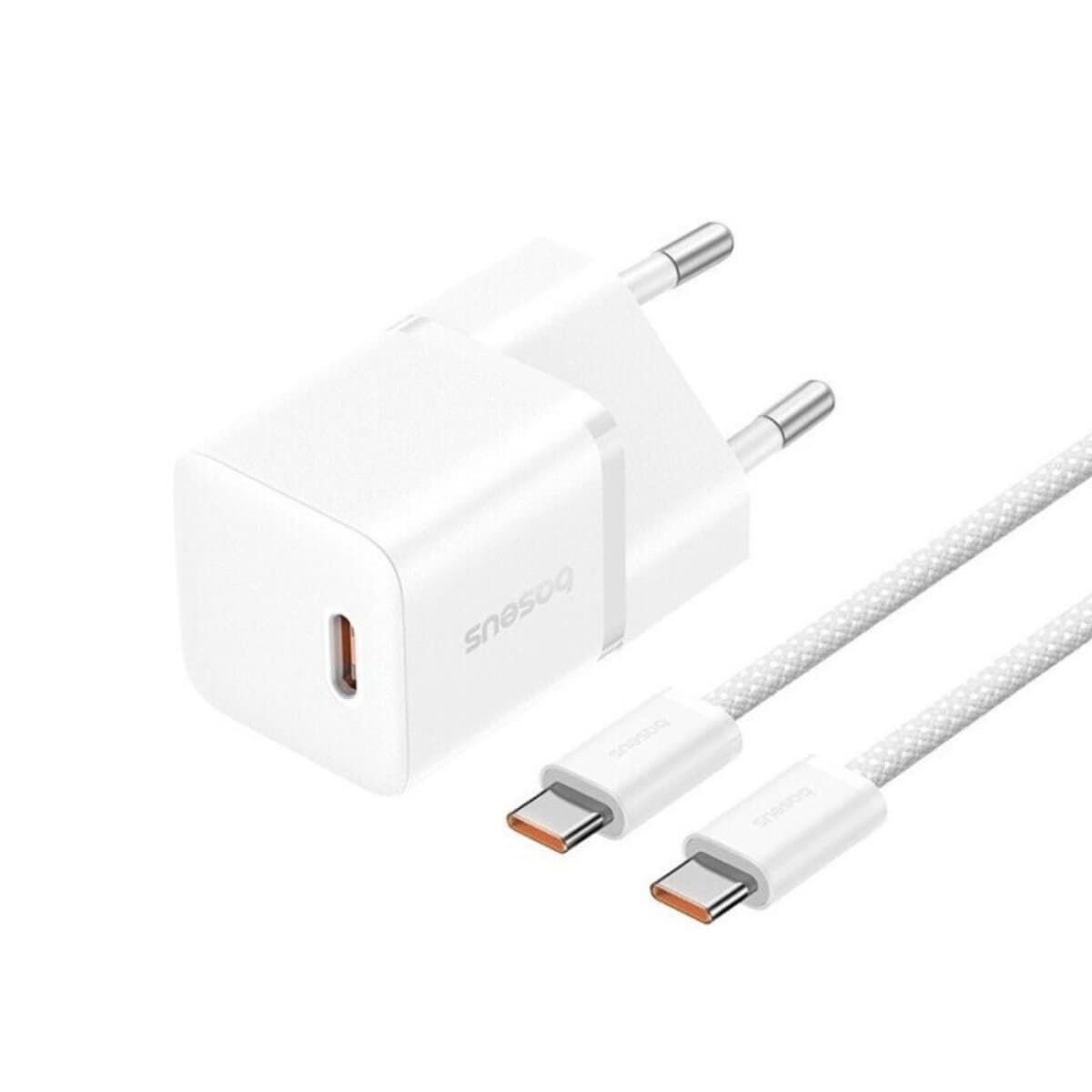 Зарядное устройство Baseus GaN5 Fast Charger mini Type-C 20W EU set Type-C to Type-C cable White (P10110900213-01)