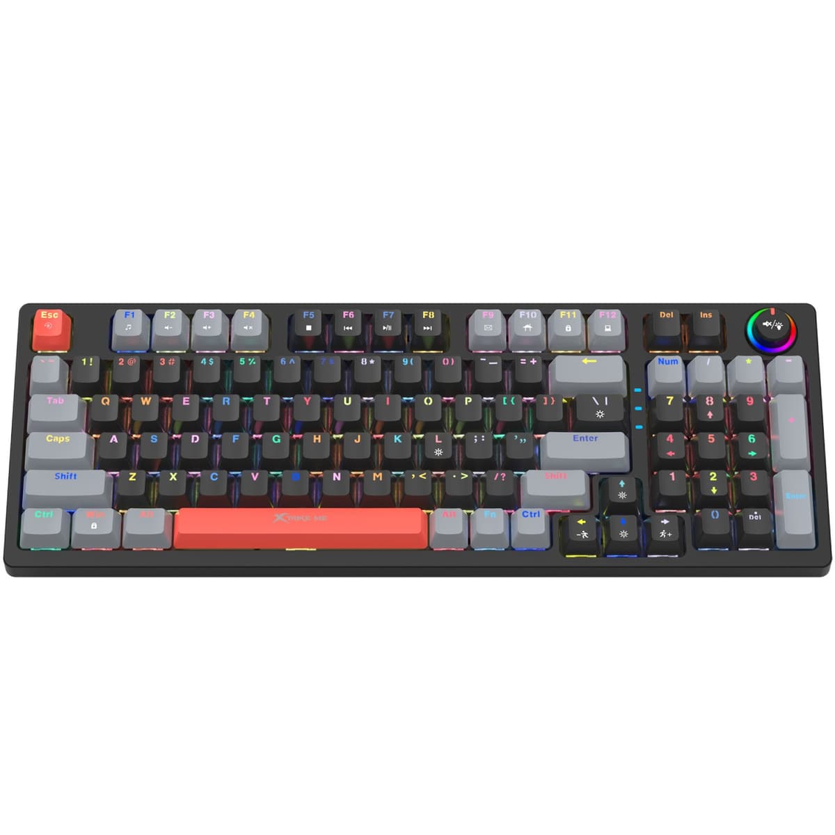 Проводная игровая механическая клавиатура XTRIKE ME GK-987 UA 96кл+регулятор RGB USB Grey-Black