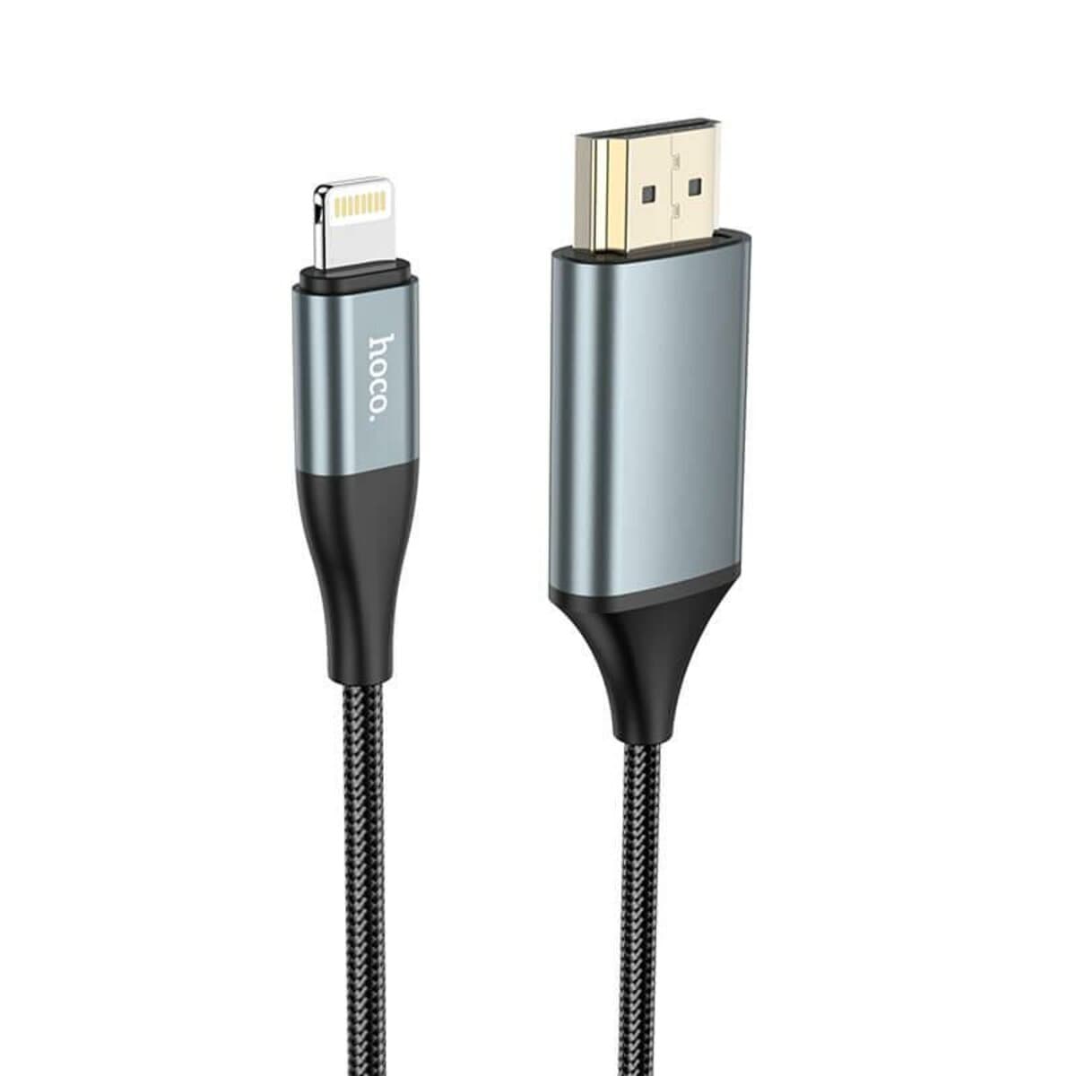 Кабель HOCO UA15 High-definition on-screen cable Lightning to HDTV 2m Metal Gray