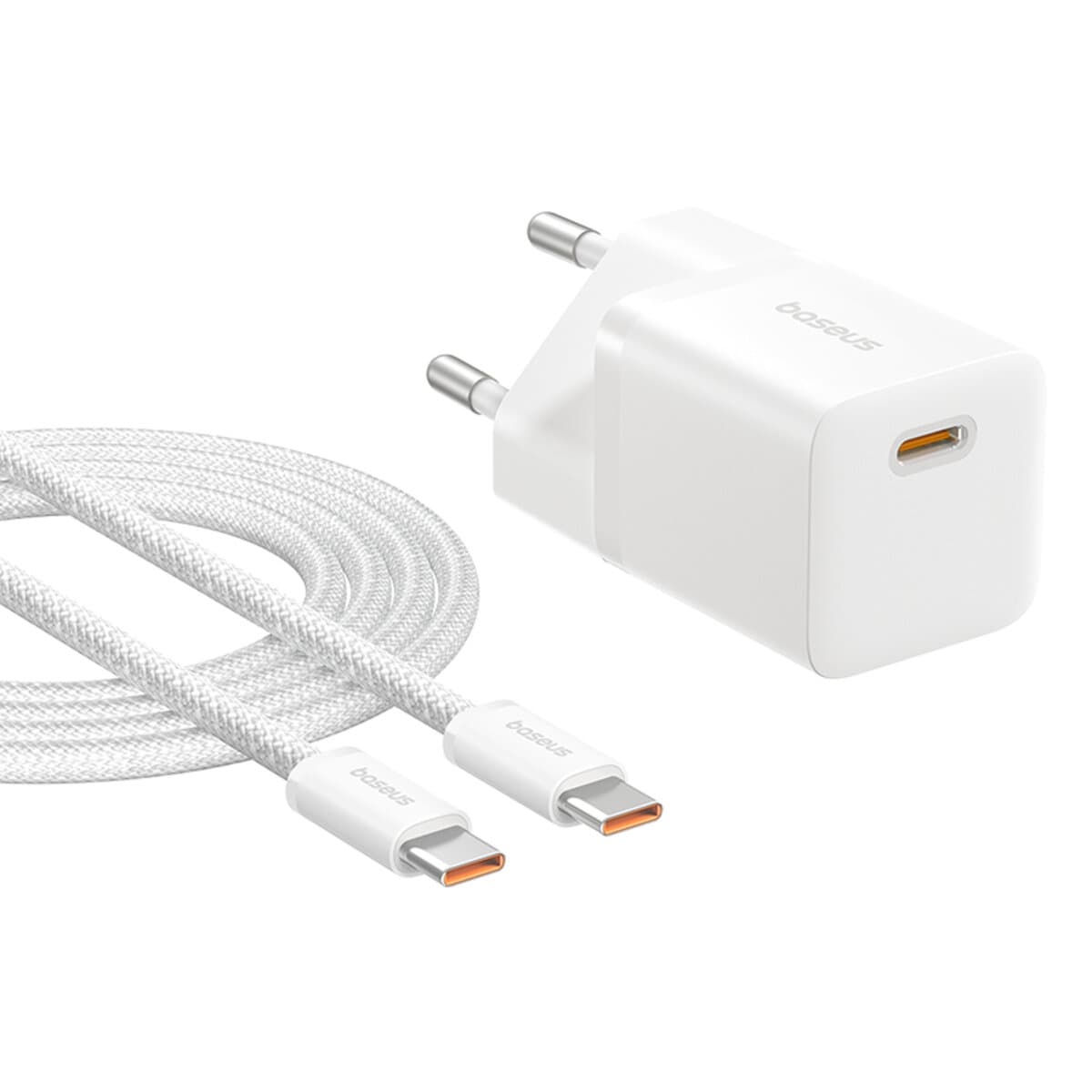 Зарядний пристрій Baseus GaN5 Fast Charger mini 1xType-C 25W EU with Type-C to Type-C cable White (P10110909213-01)