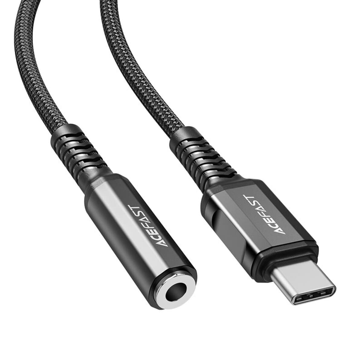 Кабель ACEFAST C1-07 USB-C to AUX 3.5mm aluminum alloy headphones adapter cable 18см Black (AFC1-07B)