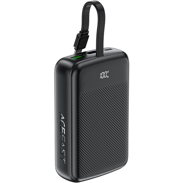 Powerbank павербанк УМБ Acefast M14 20000mAh 22.5W PD QC3.0 USB-A+USB-C In/Out build-in cable Black