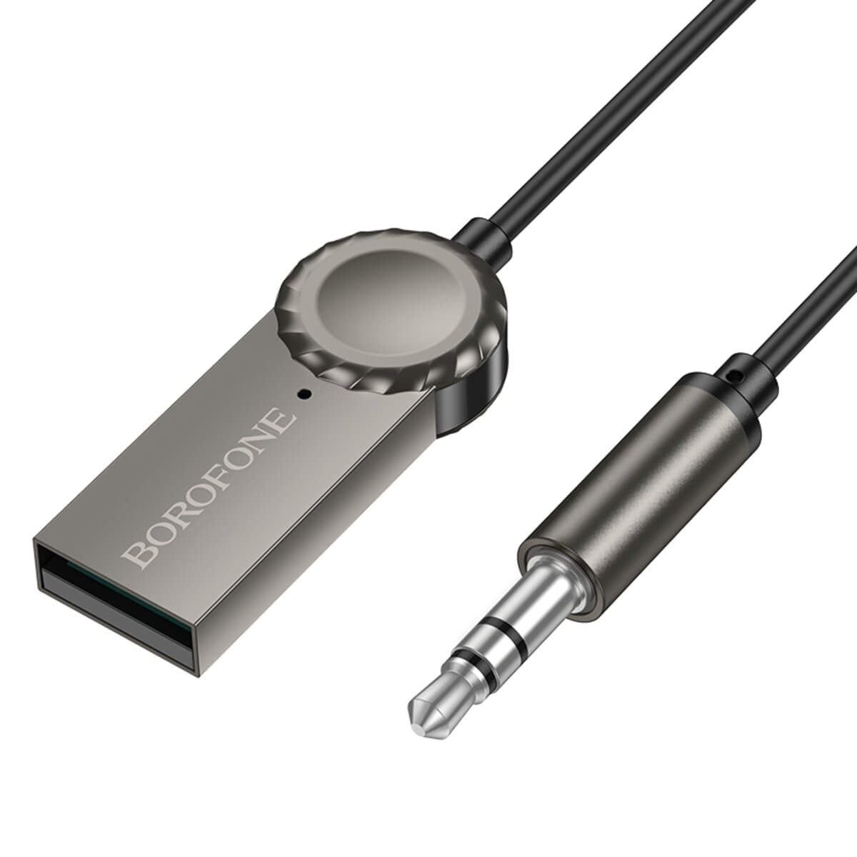 Bluetooth-ресивер BOROFONE BC56 Peaceful car AUX BT5.0 receiver with cable Metal Grey