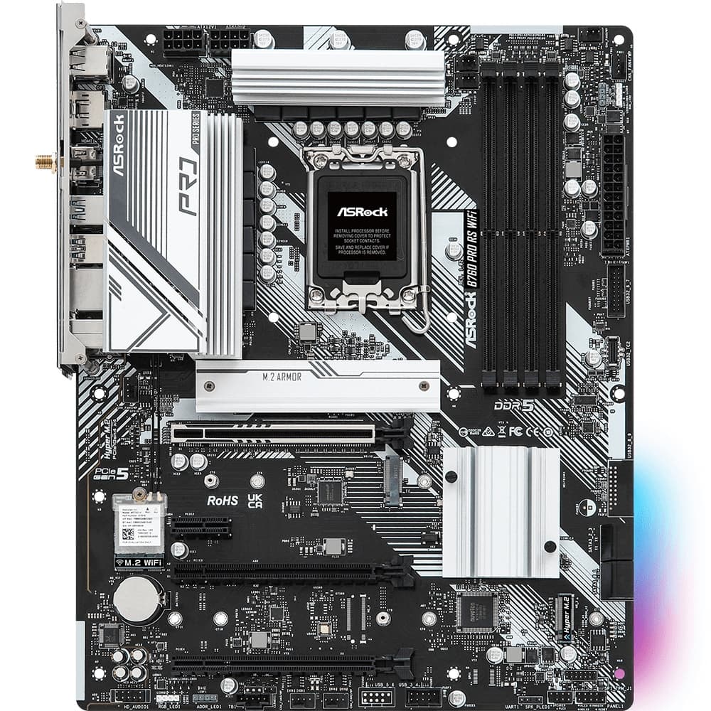 Материнська плата ASRock B760 PRO RS WIFI 1700/B760 4*DDR5 3xPCIex16 4xSATAIII 3xM.2 2.5GLan 7.1ch ATX