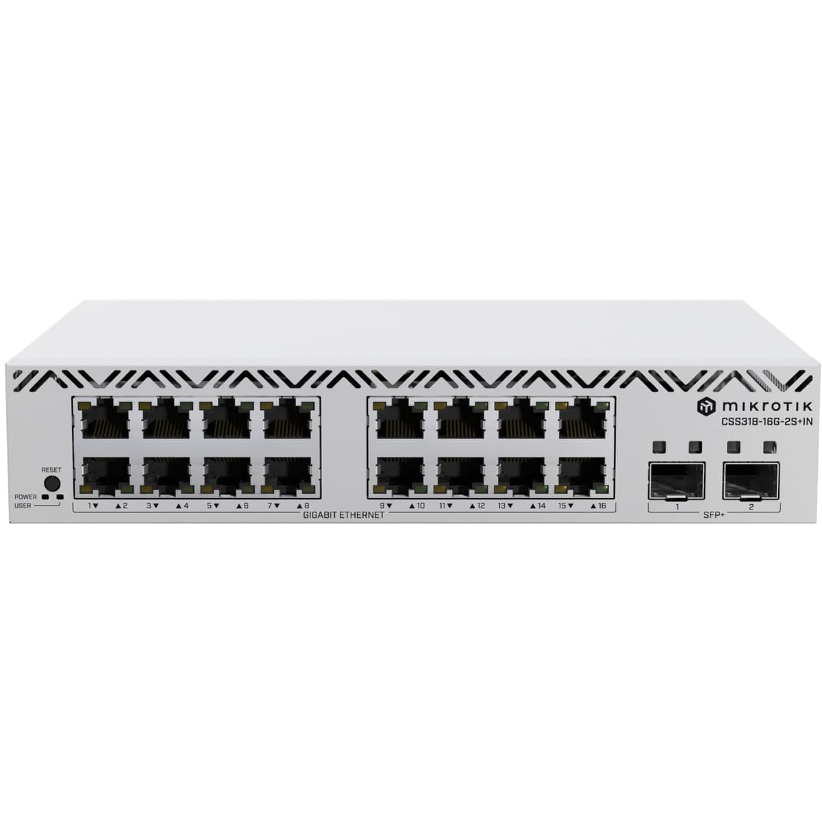 Комутатор Mikrotik CSS318-16G-2S+IN 16x портів Gigabit Ethernet 2x порти 10G SFP+ 16 MB FLASH SwO Grey (CSS318-16G-2S+IN)