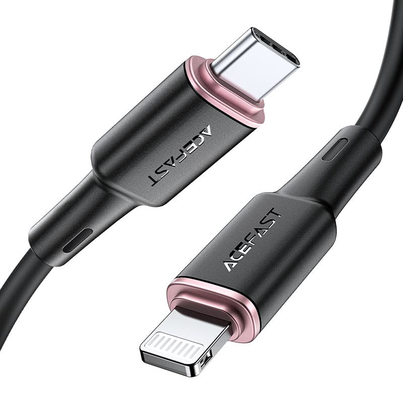 Кабель ACEFAST C2-01 Type-C to Lightning 3A 20W 1.2m silicone zinc connectors Black