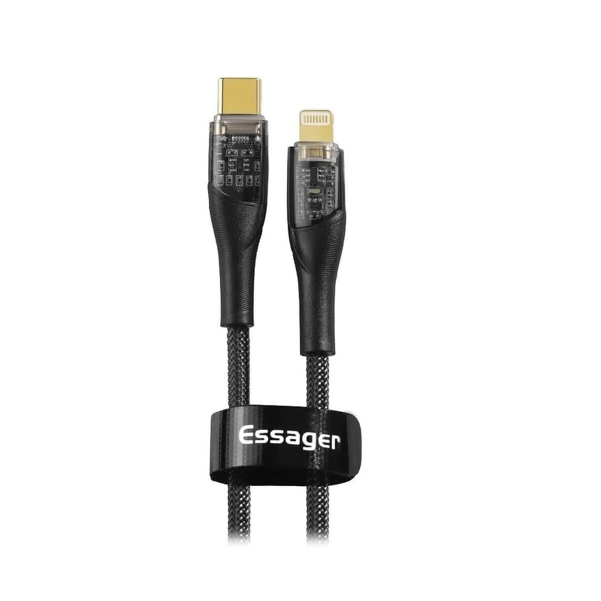 Кабель Essager Interstellar Transparent Design USB Charging Cable Type C to Lightning 2м 3A Black (EXCTL-XJA01-P)