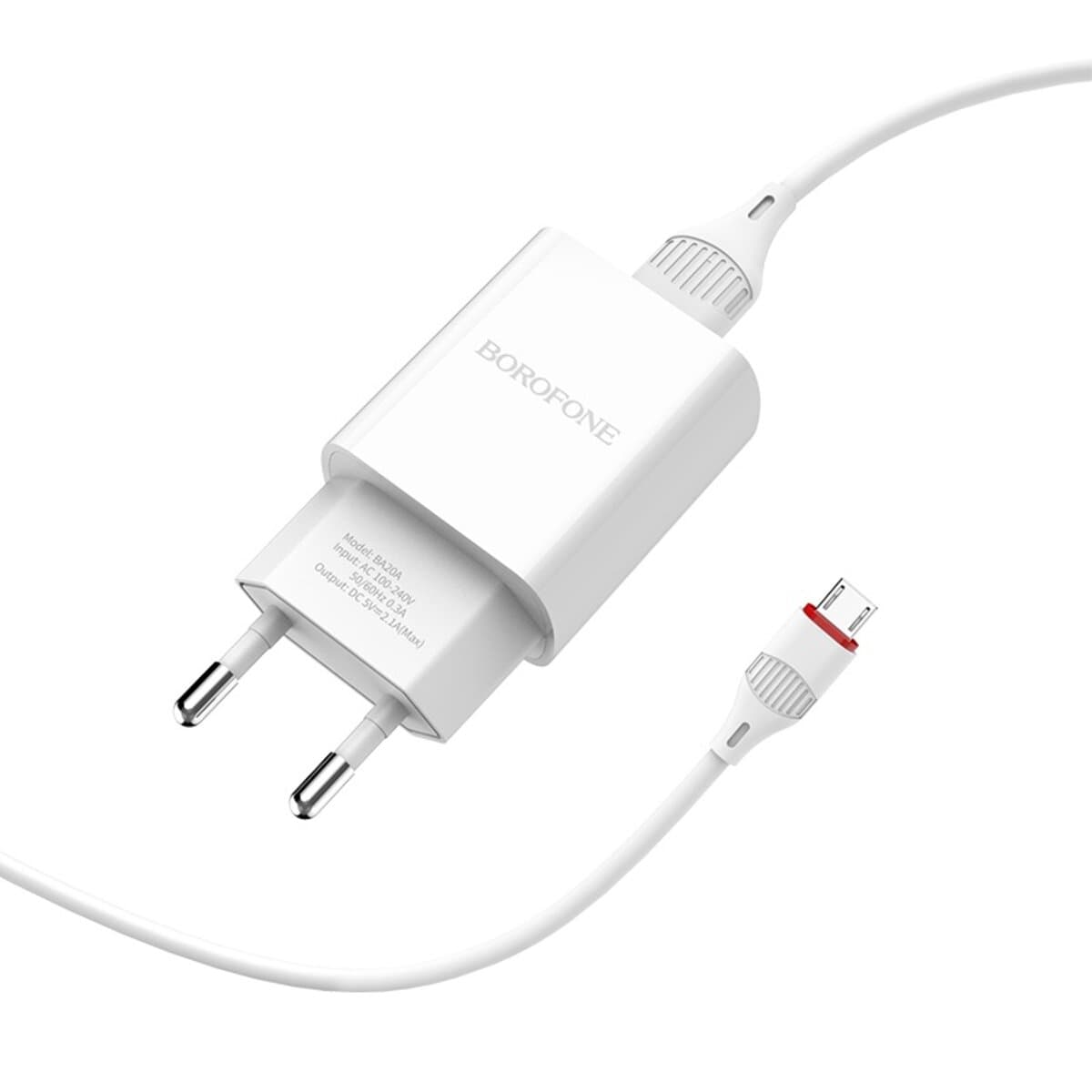 Зарядний пристрій BOROFONE BA20A Sharp single port charger set USB to MicroUSB White (BA20AMW)