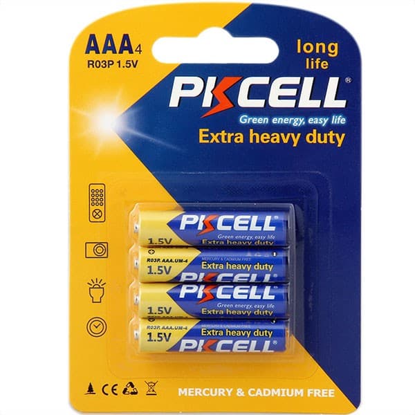 Сольова батарейка PKCELL R03P-4B AAA HR3 1.5V Extra heavy duty 4 шт
