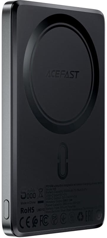 Powerbank павербанк УМБ Acefast M8 Magnetic Wireless 5000mAh 18W PD QC 3.0 7.5Вт ultra thin QI Black