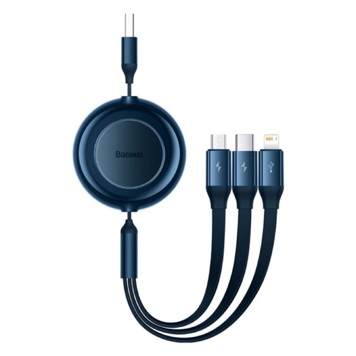 Кабель Baseus Bright Mirror 2 Series Retractable 3-in-1 Fast Charging Data Cable USB to Micro-USB+Lightning+Type-C 3.5A 1.1m Blue (CAMJ010003)